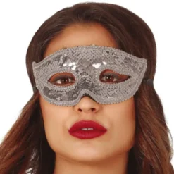 Halvmask med Paljetter Silver