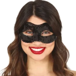 Halvmask med Paljetter Svart