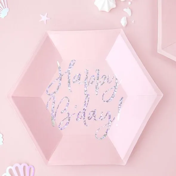 Happy B'day Assietter Ljusrosa