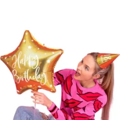 Happy B'day Folieballong Stjärna Guld