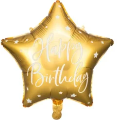 Happy B'day Folieballong Stjärna Guld
