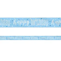 Happy Birthday Banderoll Blå & Silver