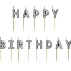 Happy Birthday Bokstavsljus Silver