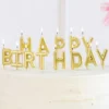 Happy Birthday Bokstavsljus Guld