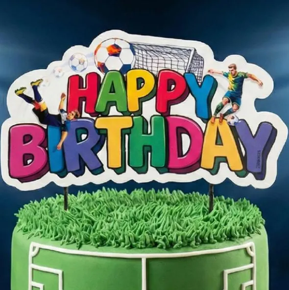 Happy Birthday Cake Topper Fotboll 16,5 cm