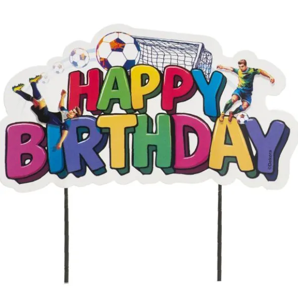 Happy Birthday Cake Topper Fotboll 16,5 cm