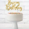 Happy Birthday Cake Topper Guld
