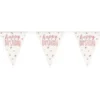 Happy Birthday Flaggirlang Vit & Roséguld