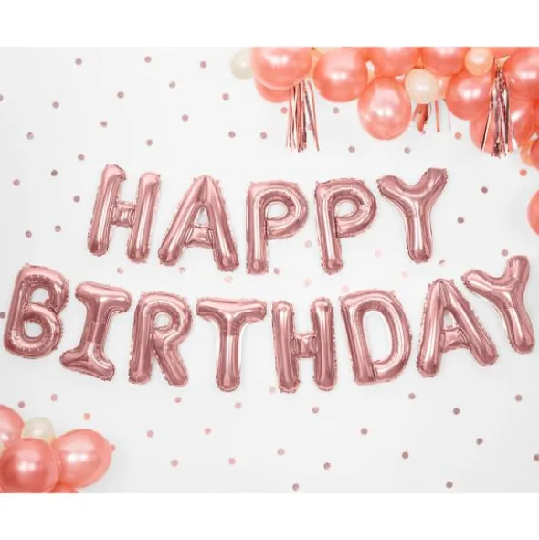 Happy Birthday Folieballonger Roséguld