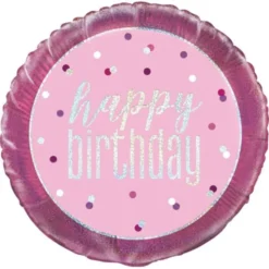 Happy Birthday Folieballong Rosa & Silver