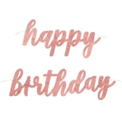 Happy Birthday Girlang Holografisk Roséguld