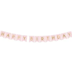 Happy Birthday Girlang Ljusrosa & Guld