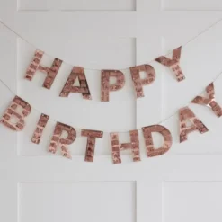 Happy Birthday Girlang med Fransar Roséguld