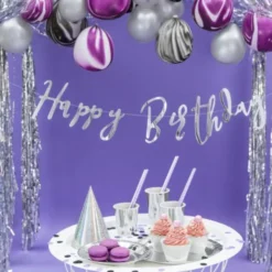 Happy Birthday Girlang Metallic Silver
