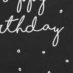 Happy Birthday Servetter med Prickar Svart