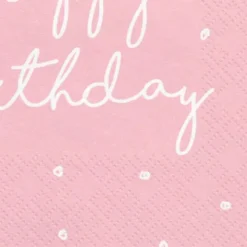 Happy Birthday Servetter med Prickar Rosa