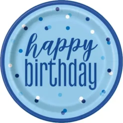 Happy Birthday Tallrikar Blå