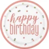 Happy Birthday Tallrikar Vit & Rosa