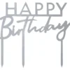 Happy Birthday Tårtdekoration Silver