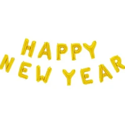 Happy New Year Bokstavsballonger Guld
