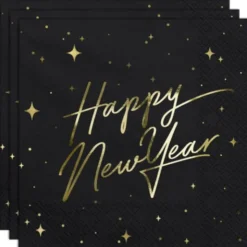 Happy New Year Servetter Svarta