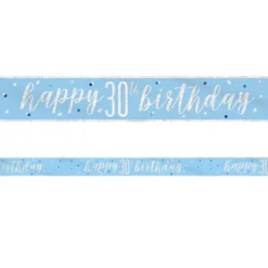 Happy 30th Birthday Banderoll Blå & Silver