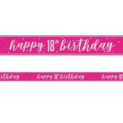 Happy 18th Birthday Banderoll Rosa & Silver