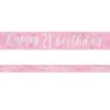 Happy 21th Birthday Banderoll Rosa & Silver