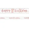 Happy 18th Birthday Banderoll Vit & Roséguld