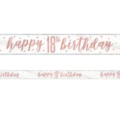 Happy 18th Birthday Banderoll Vit & Roséguld