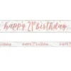 Happy 21th Birthday Banderoll Vit & Roséguld