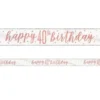 Happy 40th Birthday Banderoll Vit & Roséguld