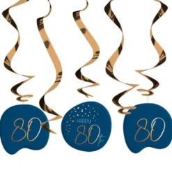 Happy 80th Hängande Dekorationer Mörkblå