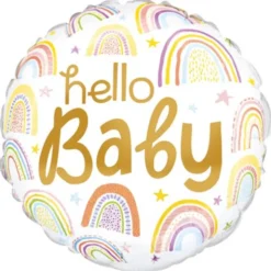 Hello Baby Regnbågar Rund Folieballong