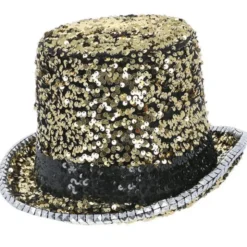 Hög Hatt Filt och Paljetter Guld