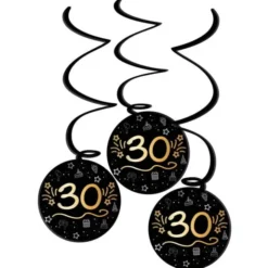 Hängande Dekorationer Svart 30 år 3-pack