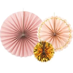 Hängande Dekorationsrosetter Rosa och Metallic Guld