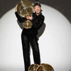 Hängande Discokula Champagneguld 30 cm