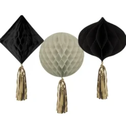 Hängande Honeycombs Svart/Krämvit 3-pack