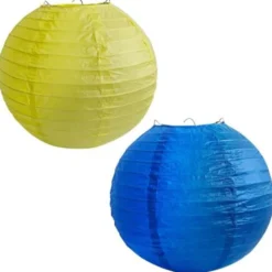 Hängande Papperslyktor Blå/Gul 2-pack