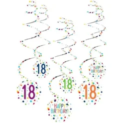 Hängande Swirls 18 år Confetti Birthday