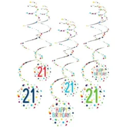 Hängande Swirls 21 år Confetti Birthday