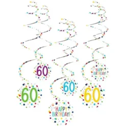Hängande Swirls 60 år Confetti Birthday