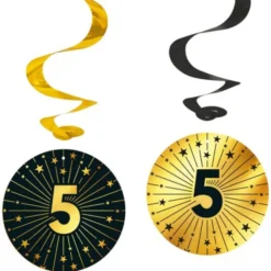 Hängande Swirls 5 år Guld/Svart 4-pack