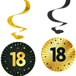 Hängande Swirls 18 år Guld/Svart 4-pack