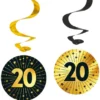 Hängande Swirls 20 år Guld/Svart 4-pack
