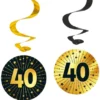 Hängande Swirls 40 år Guld/Svart 4-pack