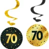 Hängande Swirls 70 år Guld/Svart 4-pack
