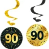 Hängande Swirls 90 år Guld/Svart 4-pack