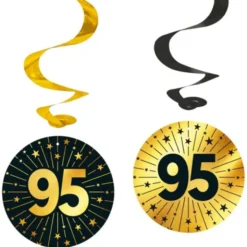 Hängande Swirls 95 år Guld/Svart 4-pack